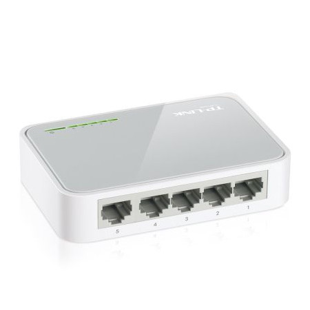Switch TP-Link TL-SF1005D, 5-Port RJ45 10/100Mbps desktop switch, Fanless, Auto Negotiation/Auto MDI/MDIX, Plastic case