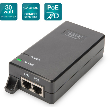 POE INJEKTOR 48V 10/100/1000, 30W  DN-95103-2