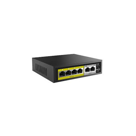 SWITCH POE 4 PORT 10/100 + 2 PORT 10/100/1000 NOPOE 65W NETIS  P106C